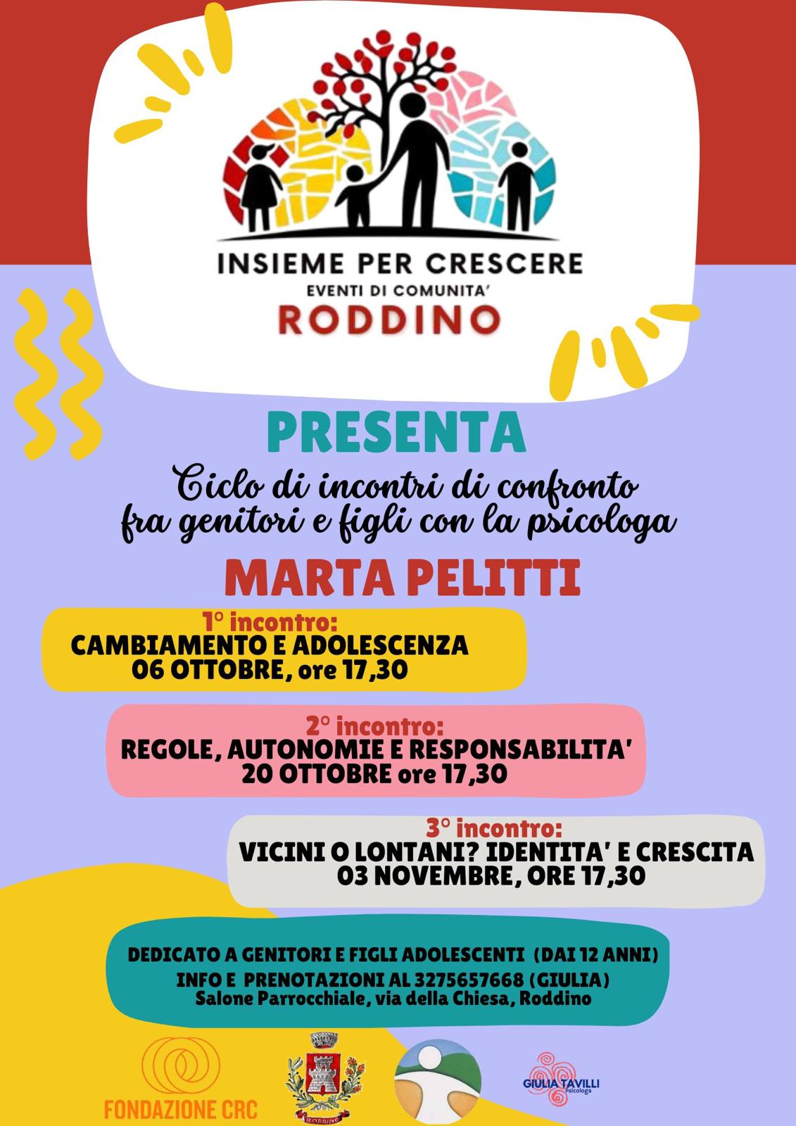 CICLO DI INCONTRI TRA GENITORI E FIGLI CON PSICOLOGA MARTA PELITTI
